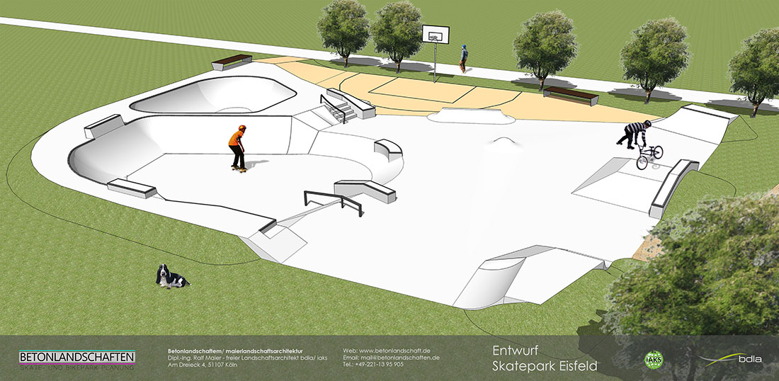 Skatepark Eisfeld Visualisierung Animation Betonlandschaften 1
