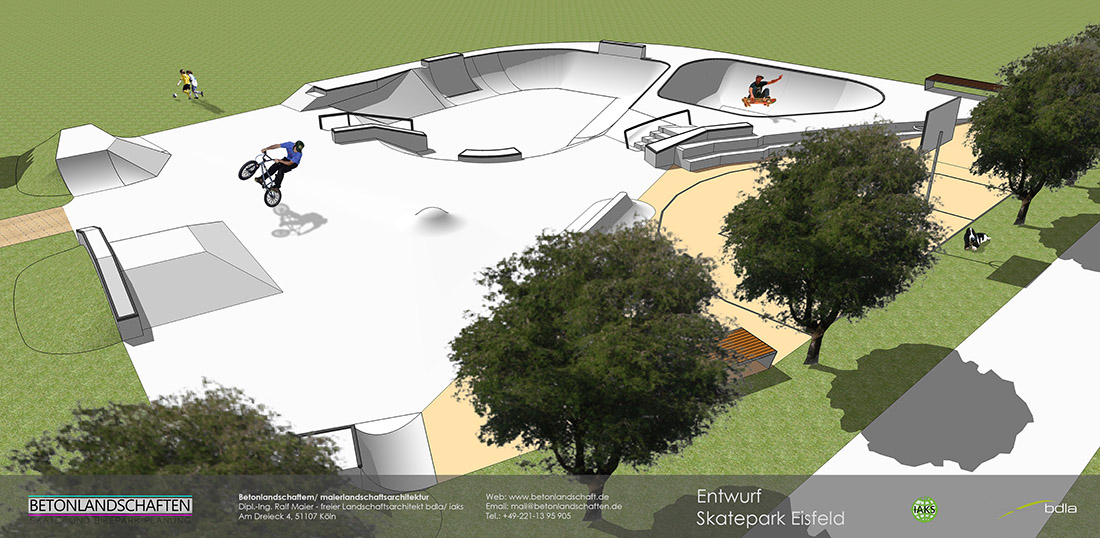 Skatepark Eisfeld Visualisierung Animation Betonlandschaften 2