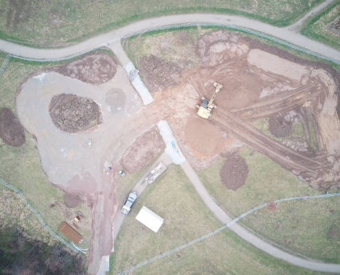 Projekt Meerbusch - Skatepark und Bikeanlage - Baubeginn - Drohnenbild - 220126