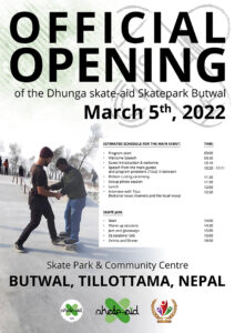 Nepal Butwal skate-aid Skatepark Eröffnung Flyer