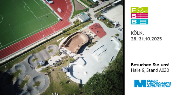 Infos zur FSB Messse in Köln vom 28.-31.Oktober 2025 und ein Luftbild vom Skatepark SC Halle Westfalen.